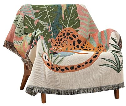 Ergocar Boho Kuscheldecke, Flauschige Wohndecke mit Quasten, Dünn und Bequem Jacquard Überwurf Decke, Weiche & Warme Reisedecken, Couchdecke für Schlafzimmer, Wohnzimmer, Büro