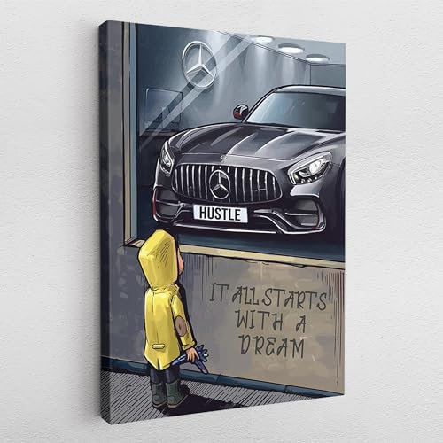 Leinwand Pop-Art Graffiti Dream Mercedes AMG GT Auto Abstrakt Wandbilder Wohnzimmer Schlafzimmer Büro Wanddekoration Deko XXL günstig (Leinwand, 100x75 cm)