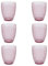 Evviva Bicchieri Acqua Vetro, Set da 6, Bicchieri in Vetro Colorati, Moderni, Particolari, Capacità 350 ml, Lavabili in Lavastoviglie. Colore: Rosa