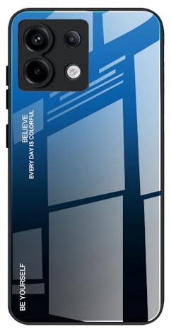 DEDUX Hülle für Xiaomi Redmi Note 13 Pro 5G Handyhülle, Hülle Farbverlauf Glas und TPU Schutzhülle Case Cover für Xiaomi Redmi Note 13 Pro 5G (Blau/Schwarz)