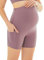 Maacie Short de sport pour femmes enceintes, taille haute, pour entraînement, sport, course au niveau des fesses, legging court d'été, Puce, L