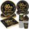 96 Stück Schwarz und Gold Geburtstag Party Geschirr Set, 60th Schwarz und Gold Geburtstag Party Geschirr Pappteller Set,für Kinder Geburtstag Party Tischdekoration 24 Gäste