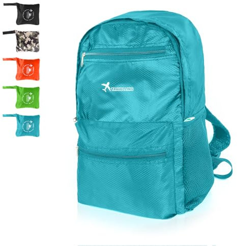 Moorle Faltbarer Rucksack Ultraleicht, Wasserdicht Tagesrucksack Zum Falten, Blau Rucksack Damen Klein, Wanderrucksack Für Damen Herren, Leichter Daypack Wandern, Faltbar Rucksack 15L Für Reise