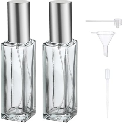 2Pcs Parfum Zerstäuber Sprühflasche Klein Glas, Travel Perfume Atomiser Bottle, Tragbares Nachfüllbar Sprühflaschen Leer Kleine Sprayflasche mit Trichte, Tropferr und Düse für Datum, Party, Arbeit