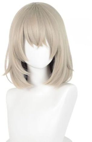 PWEINCY Falin Cosplay Perücke Frauen 35cm Kurz Grau-Gold Synthetisches Haar für Halloween Kostüme Party Rollenspiel
