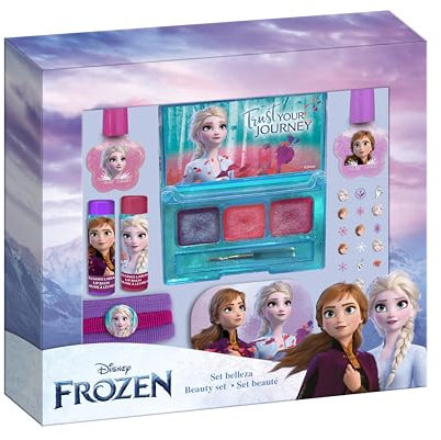 Disney Frozen Beauty Gift Set for Girls – Lip Balms, Nail Polishes, Nail Stickers, Hair Ties & Lip Glosses Case – Safe, Fun & Non-Toxic Makeup Kit for Kids – Best Gift for Every Occasion