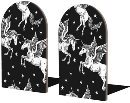 Serre-livres en bois - Style rétro - Cheval céleste - Serre-livres pour étagères - Antidérapants - Pour la maison, le bureau, l'école