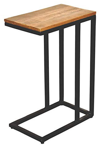 Beistelltisch Holz 25x61x40cm Sofatisch Laptoptisch C-Tisch Liverpool Farbe schwarz matt - Tabacco