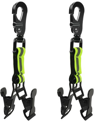 OFFCUP Feuerwehr Handschuhhalter, 2 Stück Doppelter Clip Handschuh Clips, Handschuhclips mit Karabinerhaken, Handschuh Clips Halter zum Aufhängen von Handschuhen, Schutzhelmen, Handtüchern (Grün)