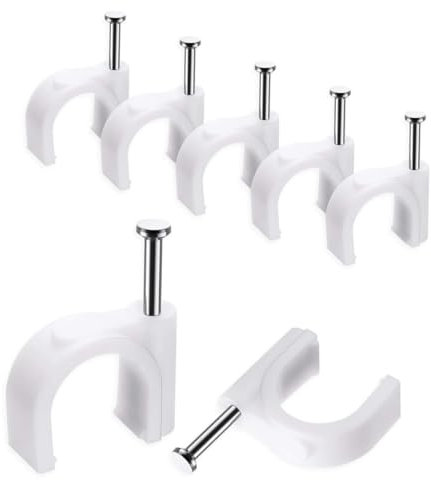 Citystores® 5mm 100-Pack Cable Clips – White Nail-in Wire Clips for Cable Management | Tidy & Secure Cable Organizer for Wall, Floor & Baseboard – Durable Cable Tidy Fasteners