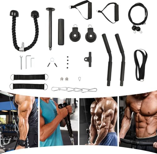 MEELRYD Kabelzug Fitness Kabel Latzug Fitness Bizeps Rücken Trainingsgerät, Kabelzug Pulley Unterarmtrainer DIY Latzugturm for Men Women Home Gym Workout Tricep Rope Pulley System