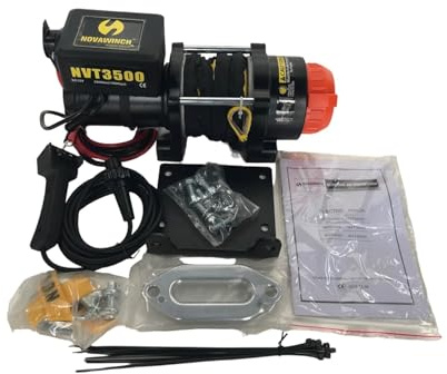 NovaWinch NVT3500i SR Elektrische Seilwinde Bootswinde 12V - 1589kg / 3500 lbs Motorwinde 2100W - Bootsanhänger, Offroad, Quad - 15m Synthetikseil mit Haken