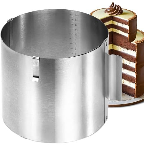 Menz Tortenring verstellbar hoch - 15 cm Edelstahl Kuchenring rund verstellbar Ø 16-30 cm, stabile Tortenform zum Schichten und Dekorieren, Backring und Backrahmen rund