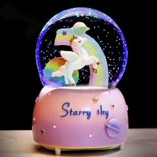 Liuer Bola de Nieve de Regalo de Cristal,Caja de Música,Globo de Agua, Adorno de Escritorio Melodía para Niñas, Nietas, Escritorio Ornamento Decoración de Escritorio