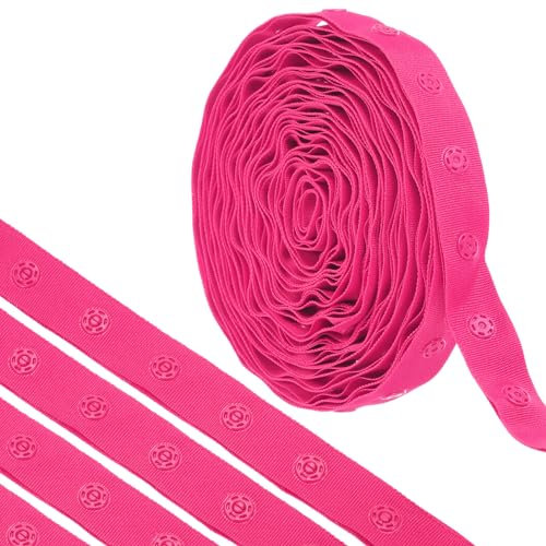 QUARKZMAN 4 Yard Snap Button Tape zum Nähen, Baumwoll-Snap-Button-Borte Schnellverschluss-Schnallenband für Kleidung Stoff DIY Handwerk, Rosarot