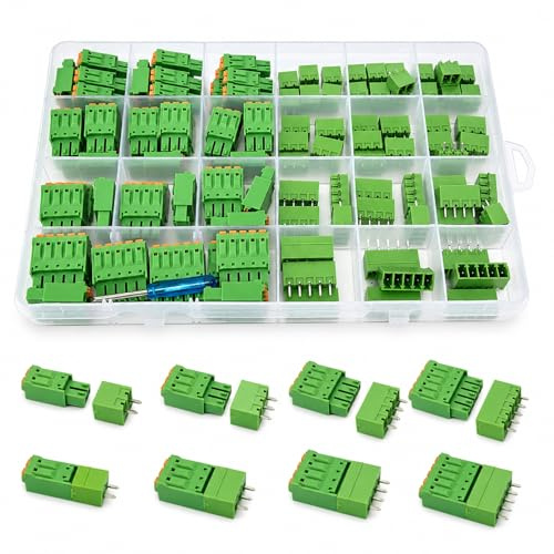 55 Stück schraubenlose PCB Steckklemmen 2/3/4/5-polig | 3,81 mm Raster | Push-In Leiterplatten Terminalblock Steckverbinder für Elektronik, DIY & Industrie