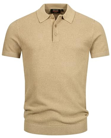 Indicode Herren INVorm Poloshirt aus Feinstrick mit Rippstricksaum | Baumwollshirt für Männer Cornstalk, S