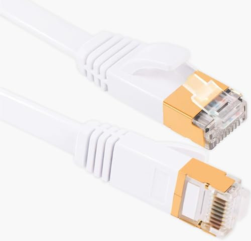ATEK 10m/32.8ft Flat Ethernet Cable Cat7, High Speed SSTP RJ45 Internet Cable LAN Patch 10Gbps 600MHz Pure Copper Wire Shielded and Gold Plated Network Cable for Router Modem Gaming PS5 Xbox Switch
