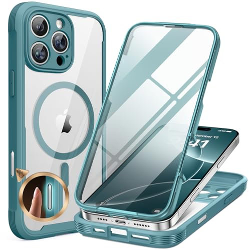 Miracase Magnetic Case for iPhone 16 Pro Case 6.3, [Built-in 9H Tempered Glass Screen Protector + Camera Control Capture Button] Full Body Bumper Case Compatible with MagSafe (Teal)