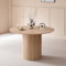 BenyLed Table de Salle à Manger Ronde de 120 cm pour 4-6 Personnes, Table de Cuisine Fermière avec Base Cylindrique, Plateau en MDF et Socle à Lattes en Bois (Grain de Bois Clair)