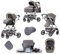 Lnhcrbs Kinderwagen 3 in 1,Reise Kinderwagen Lässt Sich Schnell mit Einem Klick Zusammenklappen,Hochformatiger Kinderwagen Set mit Vergrößertem Schlafkorb (38,5 Cm),Cabrio-Kinderwagen Und Buggy(Grau)