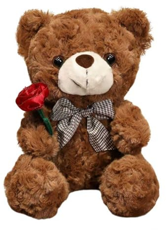 Yoller Kuscheltier Bär 25cm, Stofftier Weichem Plüsch, Rose Bär Plushie, Niedliches Plüschtier für Kinder und Erwachsene, für Kuscheln und Spielen (Braun)