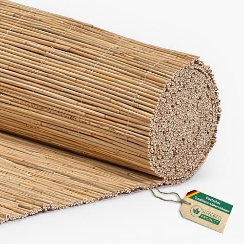 Hiss Reet Schilf Sichtschutz | Schilfrohrmatte Classic | 140 x 600 cm | Schilfmatte | Sichtschutzmatte & Windschutz für Balkon, Terrasse, Zaun & Garten | Für Indoor & Outdoor