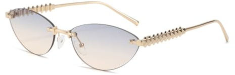 EJDHA Elegante randlose Sonnenbrille für Damen mit goldenen Nietendetails, stylischem Cat-Eye-Design, UV-Schutz