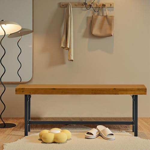 Mingone Sitzbank 2-Sitzer Holzbank Essbank bis 200 kg belastbar Küchenbank im Landhaus Design Esszimmerbank Sitzbänke für Flur Eingang Küche Esszimmer Holz 120x38x45 cm Natur