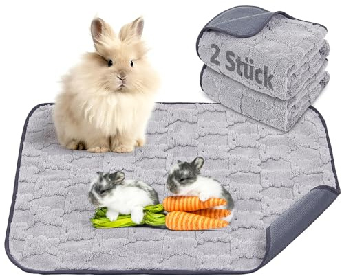 Waschbare Pipipads für Meerschweinchen, Kaninchen,2er Kleintiere Pipi Matte | 60x45 cm Rutschfeste und Saugstarke Urinierunterlagen für Hamster, Perfekt für Käfig, Auto & Sofa