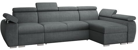 Mirjan24 Ecksofa Boston LCP, Eckcouch mit Schlaffunktion und 2 Bettkästen, Polsterecke mit Einstellbare Kopfstützen, L-Sofa, Wohnlandschaft (Flow 21, Seite: Rechts - 1P(65)+2R+LCP)