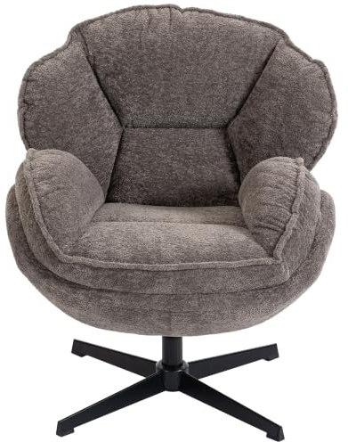 HOMCOM Ohrensessel Drehbarer Loungesessel Geplosterter Sessel Grau