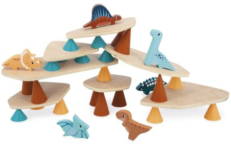 Janod Dino Stapelspiel - Holzspielzeug Dinosaurier für Kinder