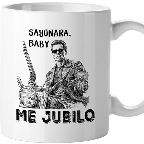 El Kraken Taza jubilación hombre, regalo despedida, tazas originales, divertida, mensaje gracioso, humor, compañeros de trabajo, Cerámica 330 mL (Sayonara, baby)