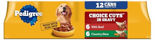 Pedigree Wet Dog Food, Choice Cuts Adult Canned Dog Food, Beef & Country Stew Multipack, 13.2 oz. Cans (12 Count, Pack of 1)
