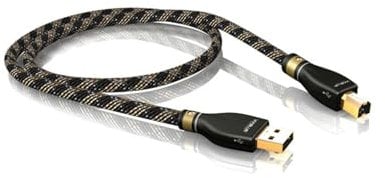 VIABLUE KR-2 Silver USB-Kabel 2.0 * Typ A/B * Triple-Shield Technologie * 24 Karat echtvergoldete Kontakte * inkl. Sleeve * 150 cm * 1.5 m
