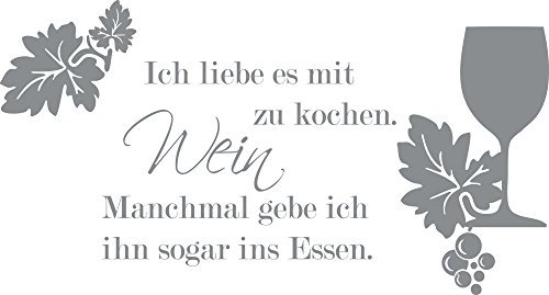 GRAZDesign Wandtattoo Küche Spruch Ich liebe es mit Wein zu kochen | Küchenaufkleber - 74x40cm / 074 mittelgrau