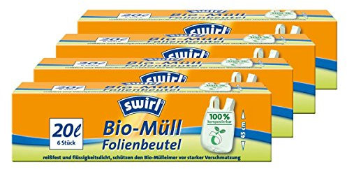 Swirl Bio-Müll-Folienbeutel 20 Liter, mit Tragegriff - 6St. - 4x