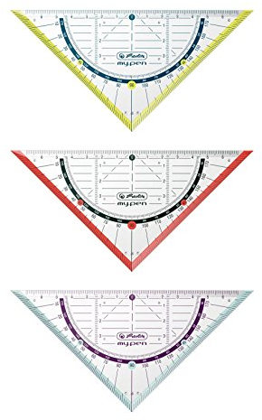 3x Herlitz Geometriedreieck my.pen / 16cm / 3 Farben