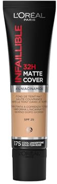 L'Oréal Paris - Fond de Teint Mat Haute Couvrance Waterproof - Longue Tenue - Léger & Matifiant - SPF 25 - Infaillible 32H Matte Cover - Teinte : 175 Sous-Ton Rosé - 30 ml