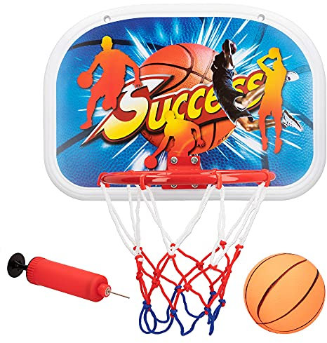 ColorBaby - Panier de Basketball pour Enfants, 46 x 33 cm, Mini Ballon de Basket-Ball, diamètre 13 cm, pour Enfants à partir de 3 Ans, avec gonfleur Manuel (42715)