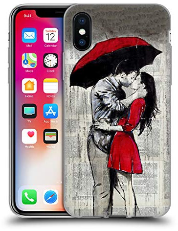 Head Case Designs Offizielle LouiJoverArt EIN Neuer Kuß 2 Rote Tinte Gel Handyhülle Hülle [Militärischer Schutzgrad] Kompatibel mit Apple iPhone X/iPhone XS