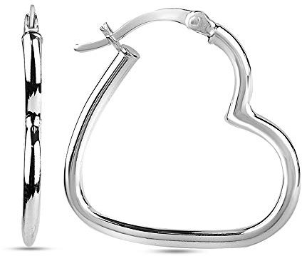 LeCalla 925 Sterling Silber Herz Creolen Schmuck italienische kleine Liebe Thema Herz Creolen Ohrring für Frauen - 23mm