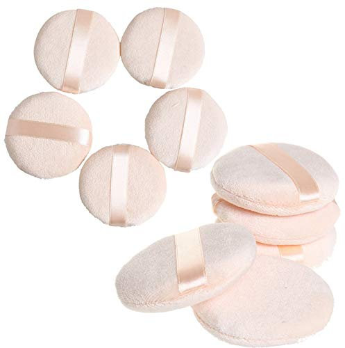 Nuluxi Schwamm Luftkissen Puderquaste Waschbare Schwämmchen Puderquaste Gesicht Baumwolle Puderquaste Geeignet für Anwendung BB Creme Flüssige Foundation Creme Fundament Loses Pulver (10 Stück,Beige)