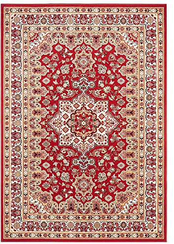 Nouristan Mirkan Orient Teppich – Wohnzimmerteppich Orientalisch Kurzflor Vintage Orientalischer Teppich für Esszimmer, Wohnzimmer, Schlafzimmer – Rot, 160x230cm
