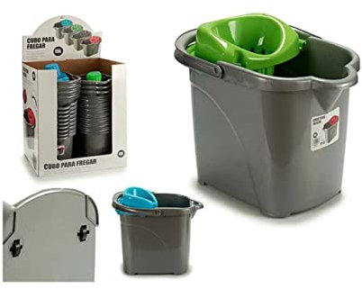 BigBuy Home S3600293 Cubo De Fregona Con Escurridor Automático, 31 X 31 X 41 Cm, color Azul/verde