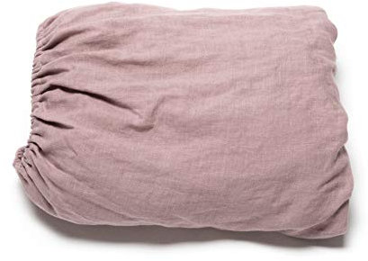 LinenMe Gewaschene Spannbettlaken 180x200cm, 100% Leinen - Bettwäsche Bettlaken mit Gummizug - Spannbetttuch, Fitted Sheet 180x200 - STAUBIGE Rose