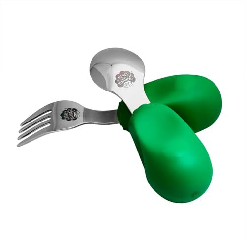 Nana's Manners ETAP 2 Sztućce dla dzieci - widelec i łyżka GREEN 12m+