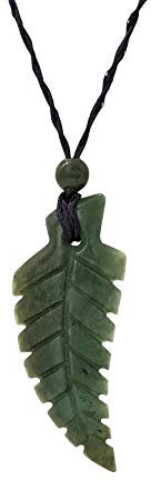 81stgeneration Anhänger Halskette Maori Farn Geschnitzte Nephrit-Jade Grünstein für Herren und Damen