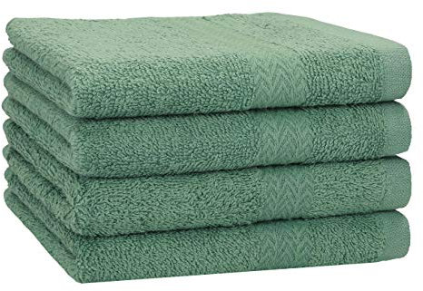 Betz 4 Stück Handtücher Set Premium 100% Baumwolle Handtuch Größe 50 x 100 cm (tannengrün)